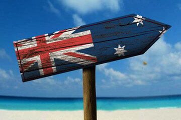 Signpost with the australian flag