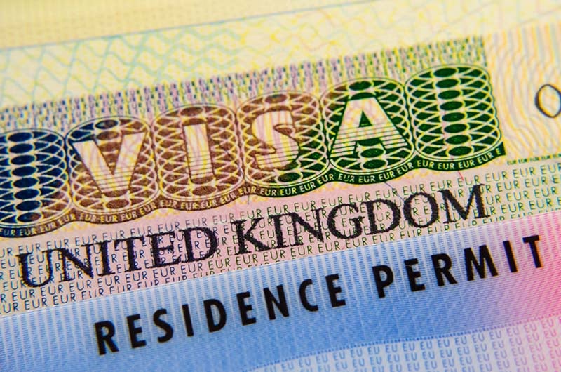 Close up of a UK visa